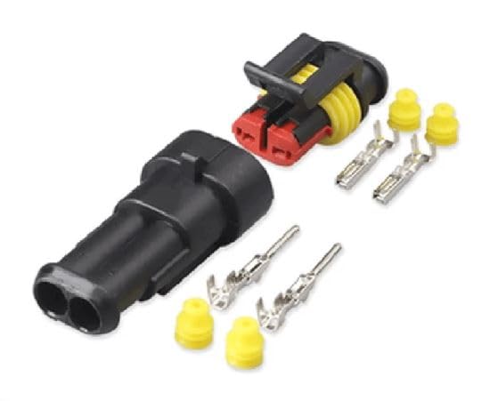 2 Pin Automotive Waterproof Connector Kit - Pair AMP Superseal 1.5mm Series IP67 IBAT21683