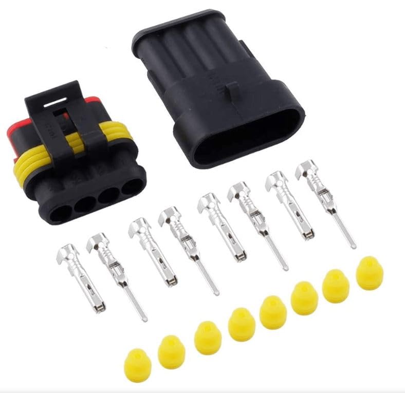4 Pin Automotive Waterproof Connector Kit - AMP Superseal 1.5mm Series IP67 Male and Female (1 Pair) IBAT21685