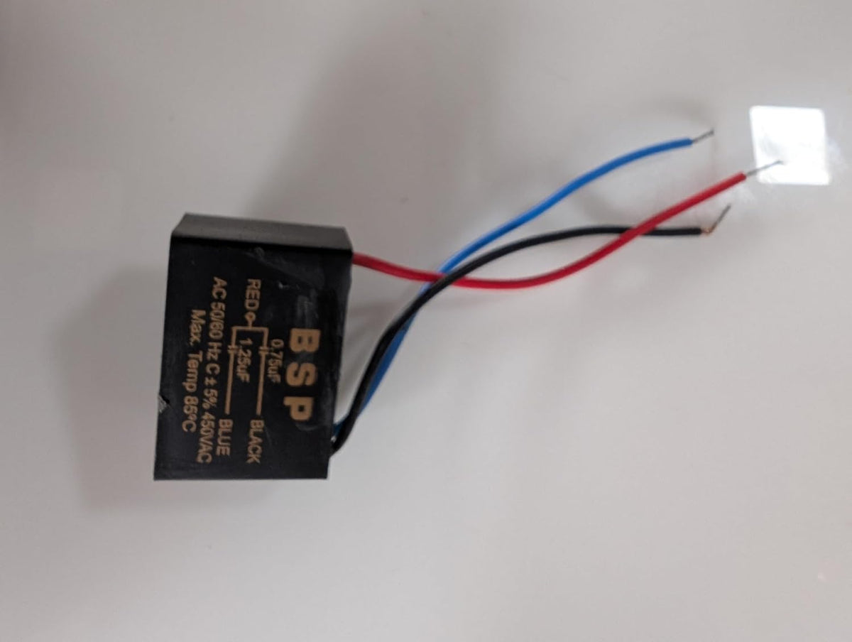 BSP 0.75uF+1.25uF 0.75 uF + 1.25 uF COBINATION BOX CAPACITOR 3 WIRE 450VAC IBAT20340