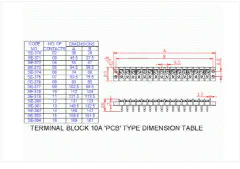 SE376 Terminal Block PCB Type 10A 8 Way