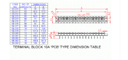 SE370 Terminal Block PCB Type 10A 2 Way