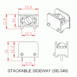 BLACK SE349 TERMINAL block pcb CONNECTOR Stackable Sideway