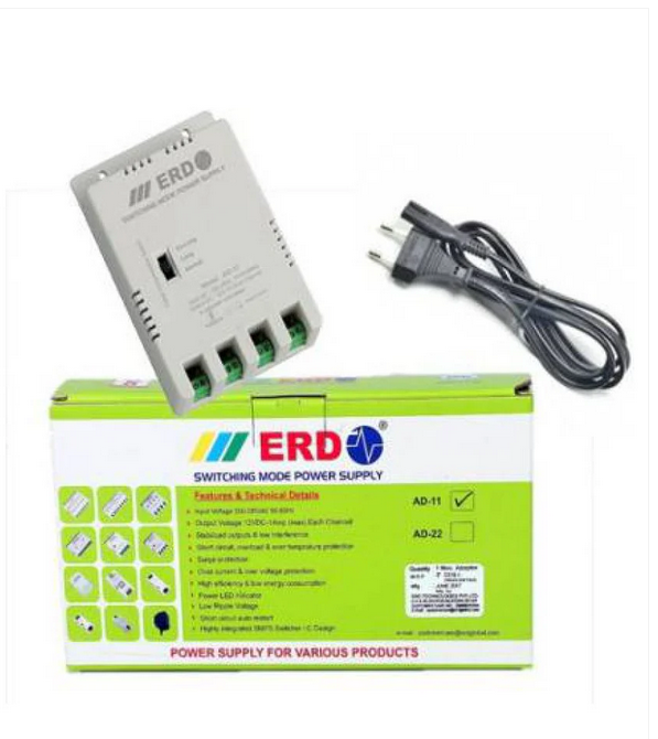 4 Channel CCTV Power Supply 12V 1A each ERD SMPS Adaptor AD-11 IBAT11978