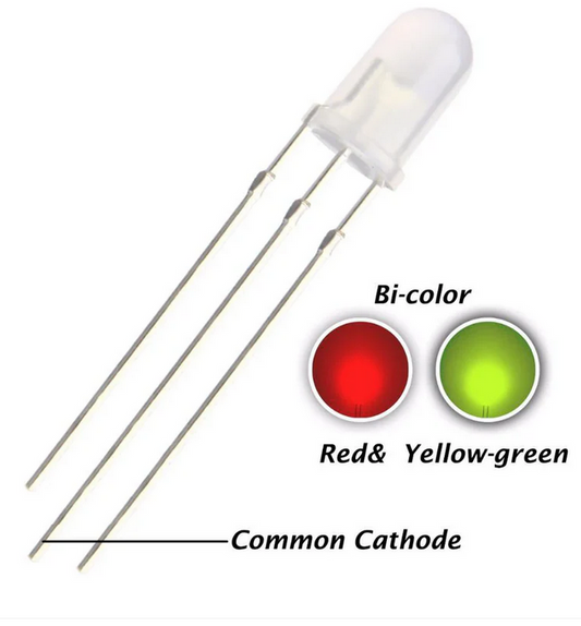 5MM BI COLOR LED RED AND GREEN COMMON CATHODE 3 LEG