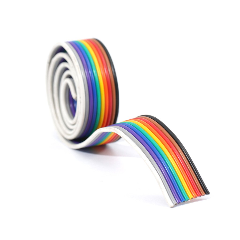 RAINBOW COLOURED 10 WIRE FLAT RIBBON CABLE 7/36 24 AWG 1 Meter IBAT21600
