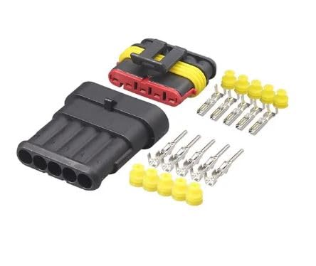 5 Pin Automotive Waterproof Connector Kit - AMP Superseal 1.5mm Series IP67 Male and Female (1 Pair) IBAT21686