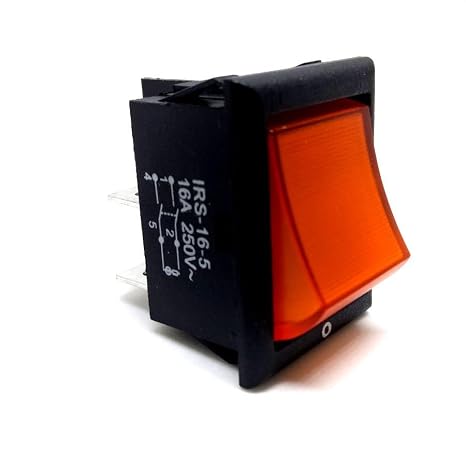 ELCOM Rocker Switch (ON/OFF) IRS 16 16A ORANGE/AMBER (DPST) IBAT21922