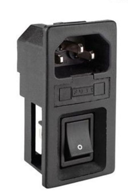 Elcom EMI13 EMI-13 (SFM-3) Inlet Power Plug Socket with non-illuminated 4A 250V DPST switch and 20mm fuse holder Clip Type Socket (Pack of 1) IBAT20084