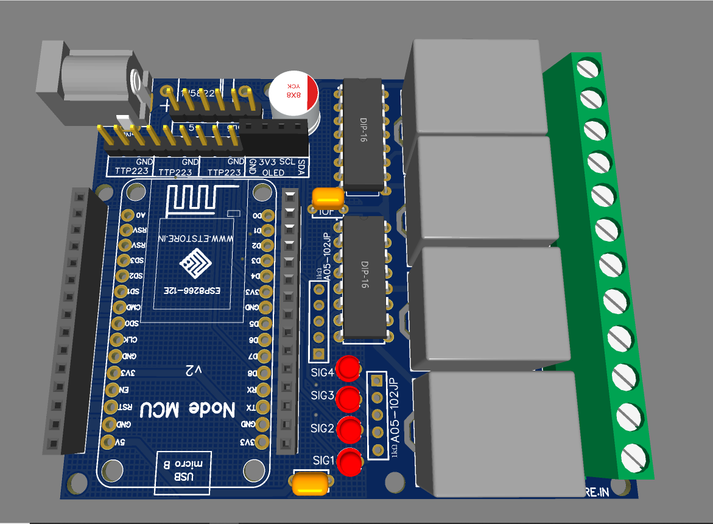 FOR PCB NodeMCU WITH 4 Channel Relay Board 85X69X1.6mm