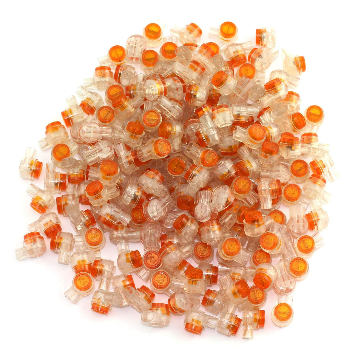 100pcs UY Butt 2 Wire Single Flake Gel Splice Crimp Connector Waterproof Orange Clear Twin Blade 2 Wire Gel Filled Crimp Connector IBAT20031