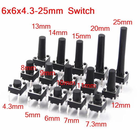 Tactile Push Button 6X6X13mm Switch MICRO SWITCH 4P DIP