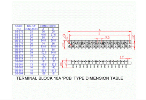 SE375 Terminal Block PCB Type 10A 7 Way