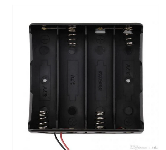 18650 4 CELL HOLDER SERIES Black Plastic Storage Box Case without cover