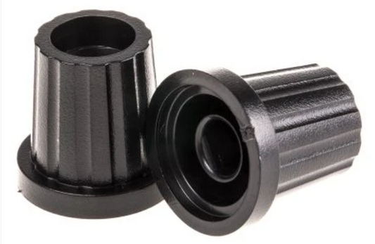 POTENTIOMETER KNOB 15.7mm Knob Diameter 6.35mm Shaft BLACK PLASTIC