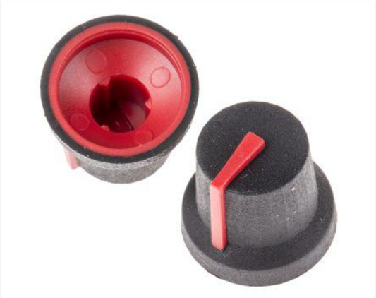 POTENTIOMETER KNOB 20mm Knob Diameter 6.35mm Shaft PLASTIC NO.2 RED