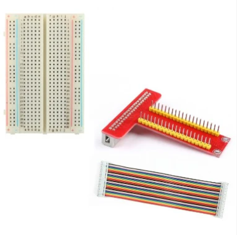 T Type GPIO Breakout board with 40 pin Cable and 400pt Breadboard for Raspberry Pi 3