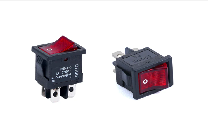 RED IRS-1-5 DPST Rocker Switch 4A 250V AC On Off  ELCOM