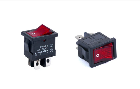 RED IRS-1-5 DPST Rocker Switch 4A 250V AC On Off  ELCOM
