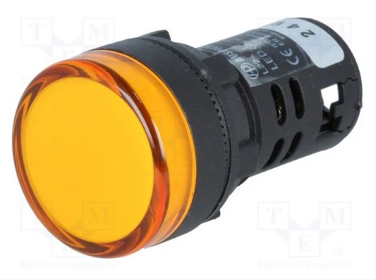 YELLOW LED INDICATOR LIGHT 230V AC 22.5MM 28MM DIA