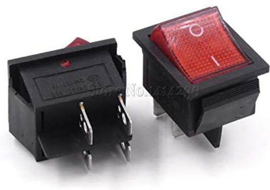 KCD4 Rocker Switch with Red Light 4 Pin 2 Position On-Off
