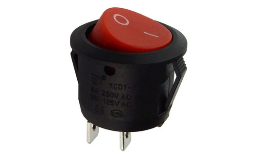 Red Rocker Switch Round 3A 250V AC SPST ON-OFF
