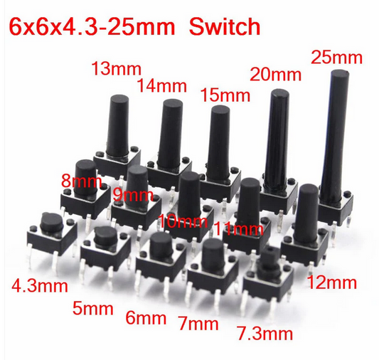 6x6x11mm Micro Switch 4Pin Tactile Push Button