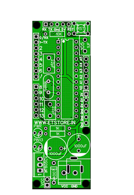ATMEGA328 OR ATMEGA8 BREAKOUT BOARD PCB ONLY WITH 7-12V INPUT SUPPORT