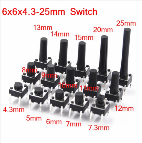 Tactile Push Button 6X6X12mm Switch MICRO SWITCH 4P DIP HEIGHT 12MM