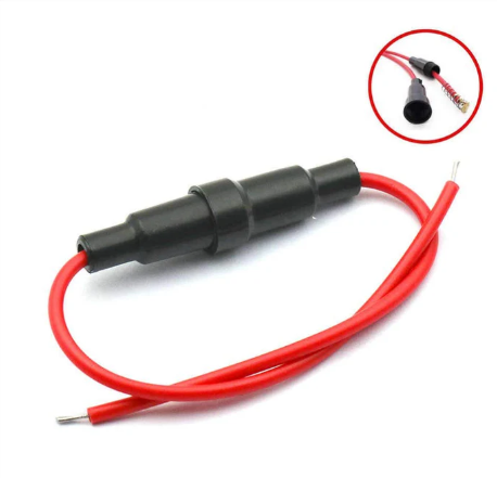 RED BLACK HFH-1 Wired Glass Fuse Holder 20x5mm ELCOM Hanging