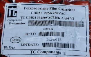 2.2UF 250V AC Polyester Film Capacitor 225K