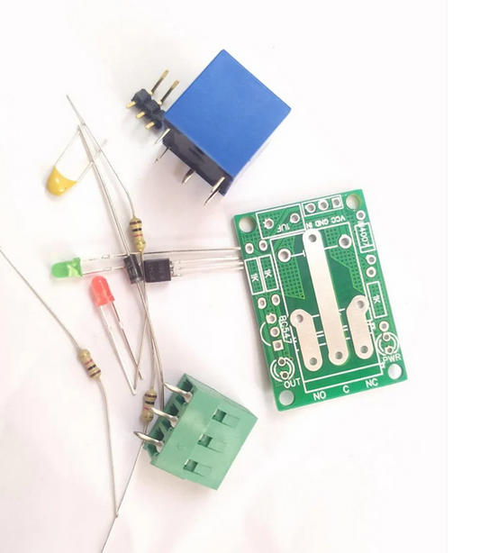 12V RELAY MODULE PCB WITH COMPONENTS UNSOLDERED