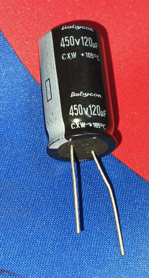 120uF 450V LEAD Electrolytic Rubycon Capacitor  IBAT21458